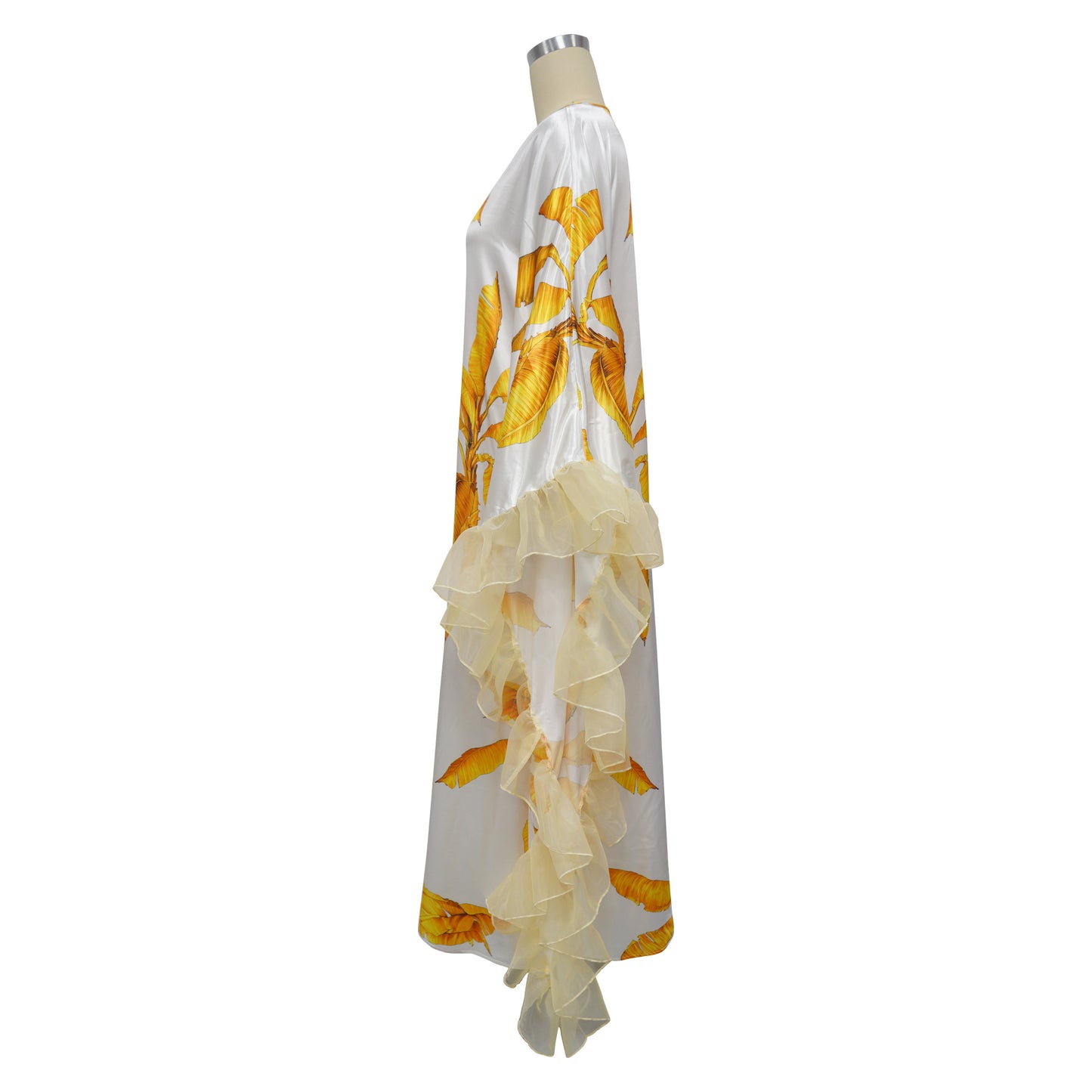 MALYBGG V-Neck Printed Loose Casual Dress in Imitation Silk 10776LY