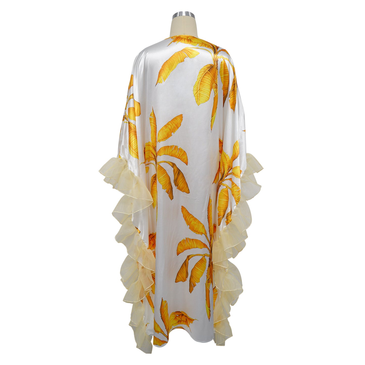 MALYBGG V-Neck Printed Loose Casual Dress in Imitation Silk 10776LY