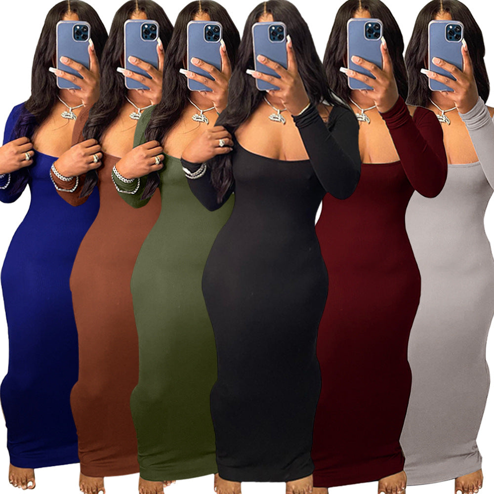 MALYBGG Stretchy Long Low-Cut Dress 5337LY