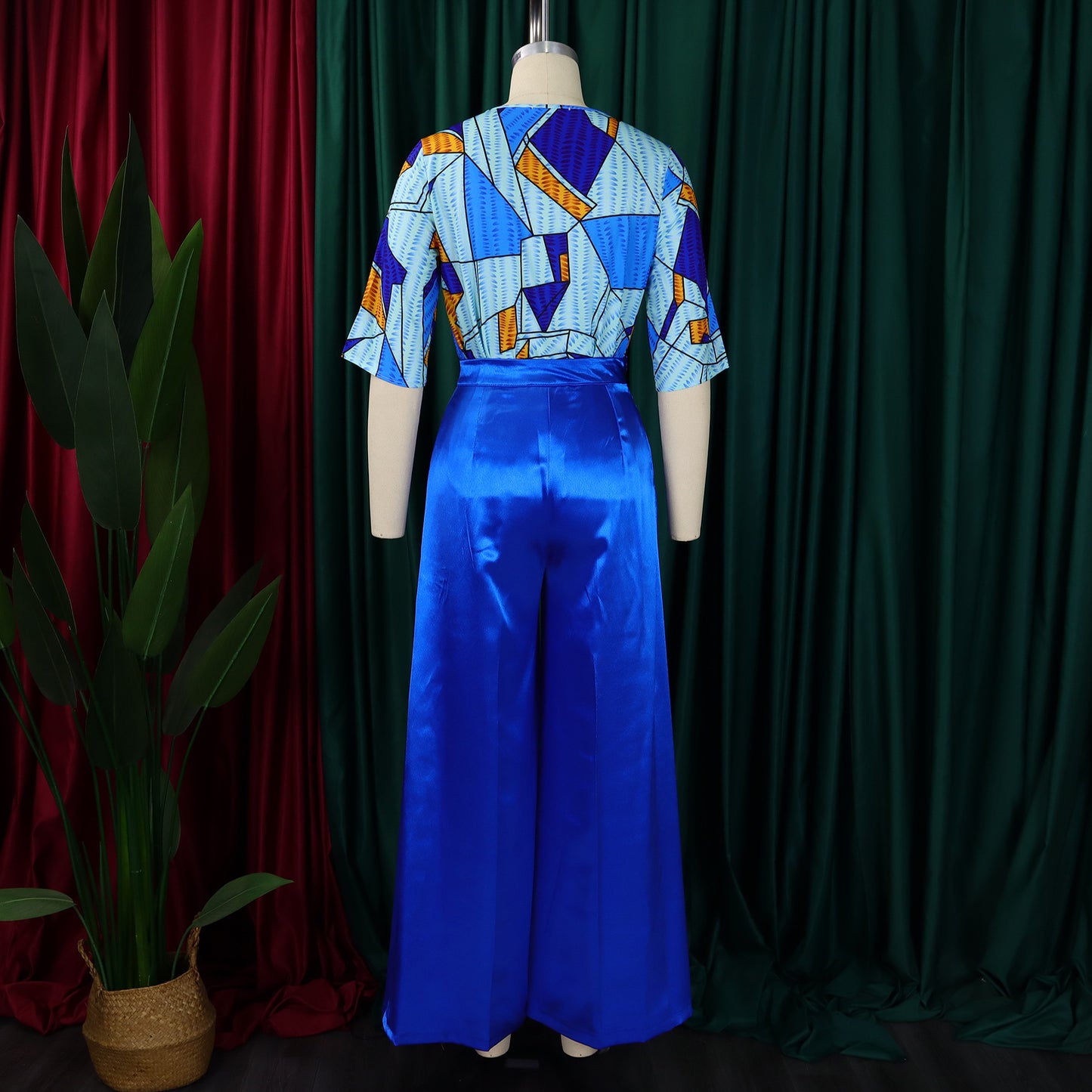 MALYBGG Short-Sleeve Printed Shirt and Loose Wide-Leg Pants Set 3279LY