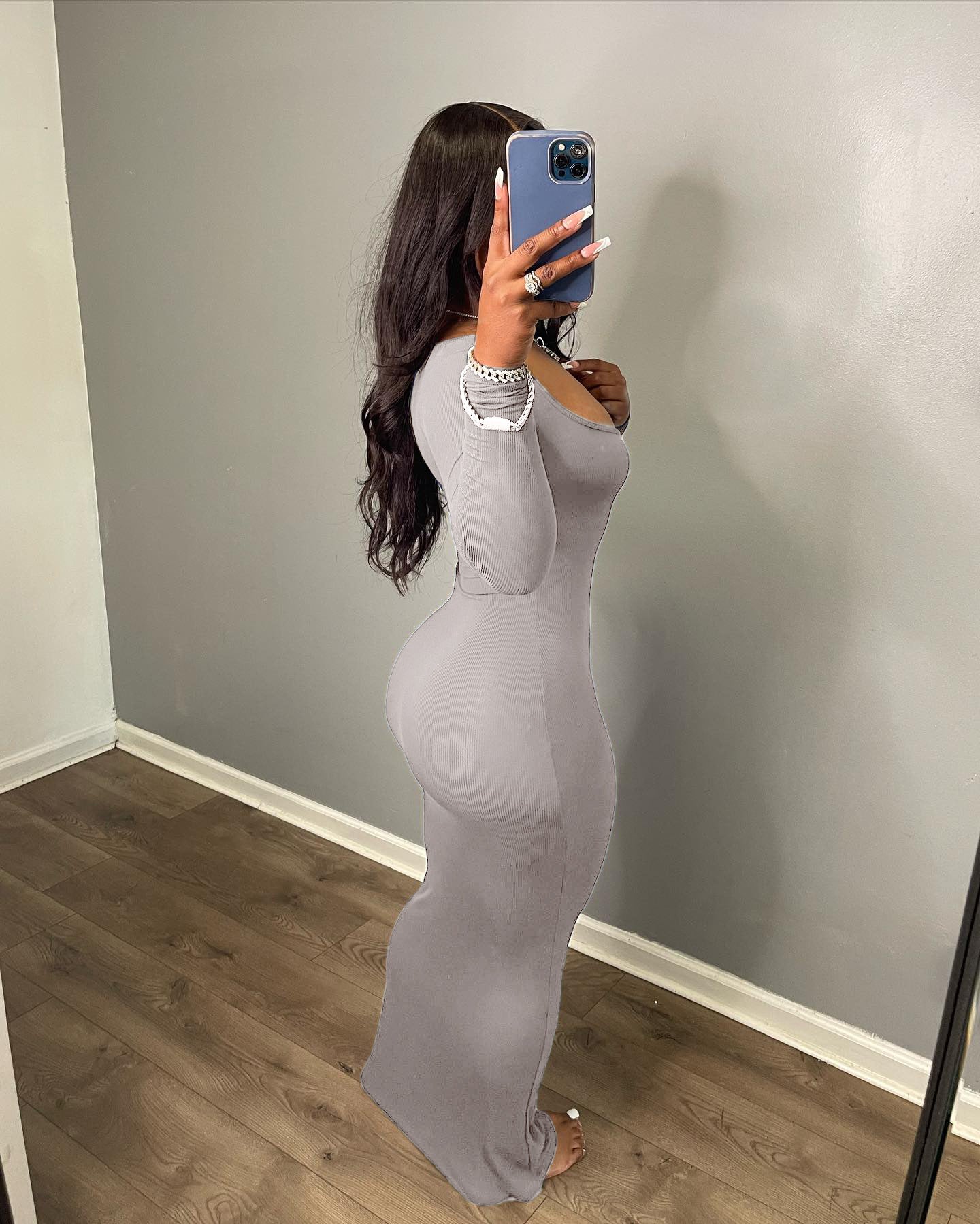 MALYBGG Stretchy Long Low-Cut Dress 5337LY