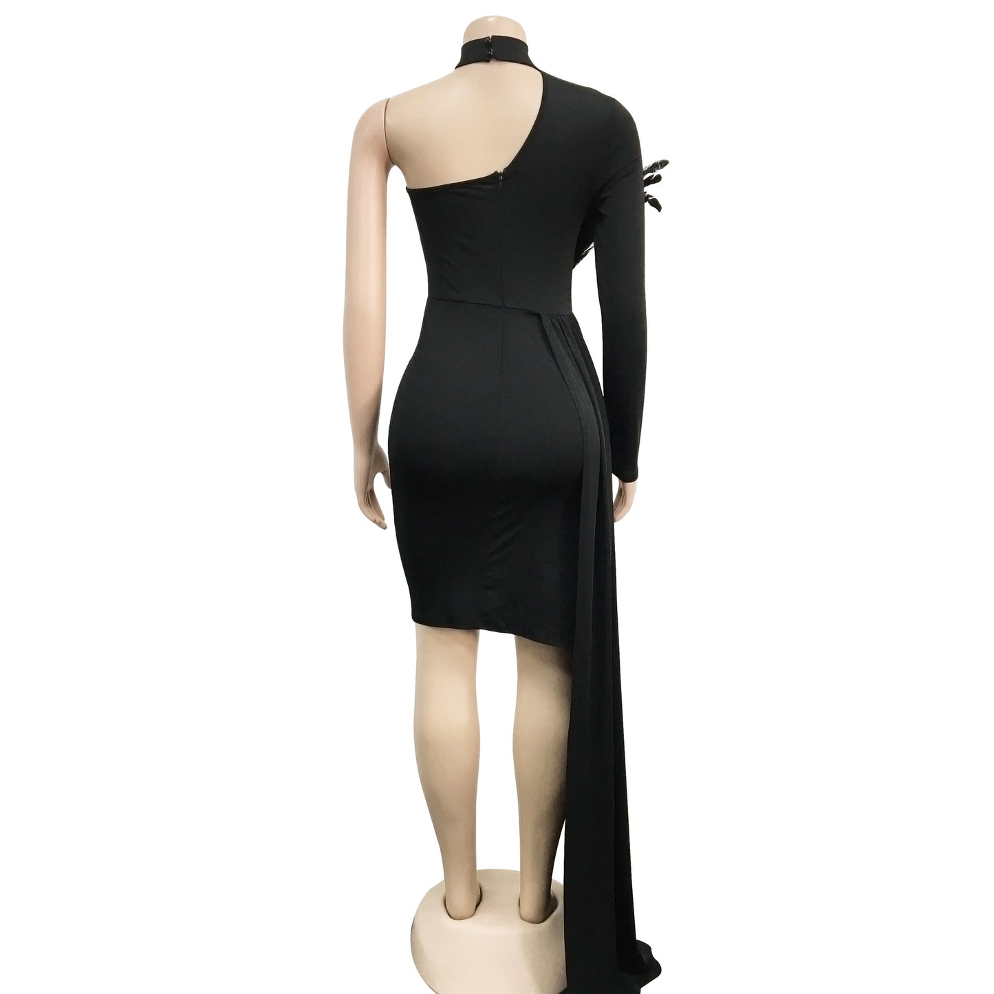 MALYBGG One-Shoulder Long Sleeve Cape Dress 6126LY