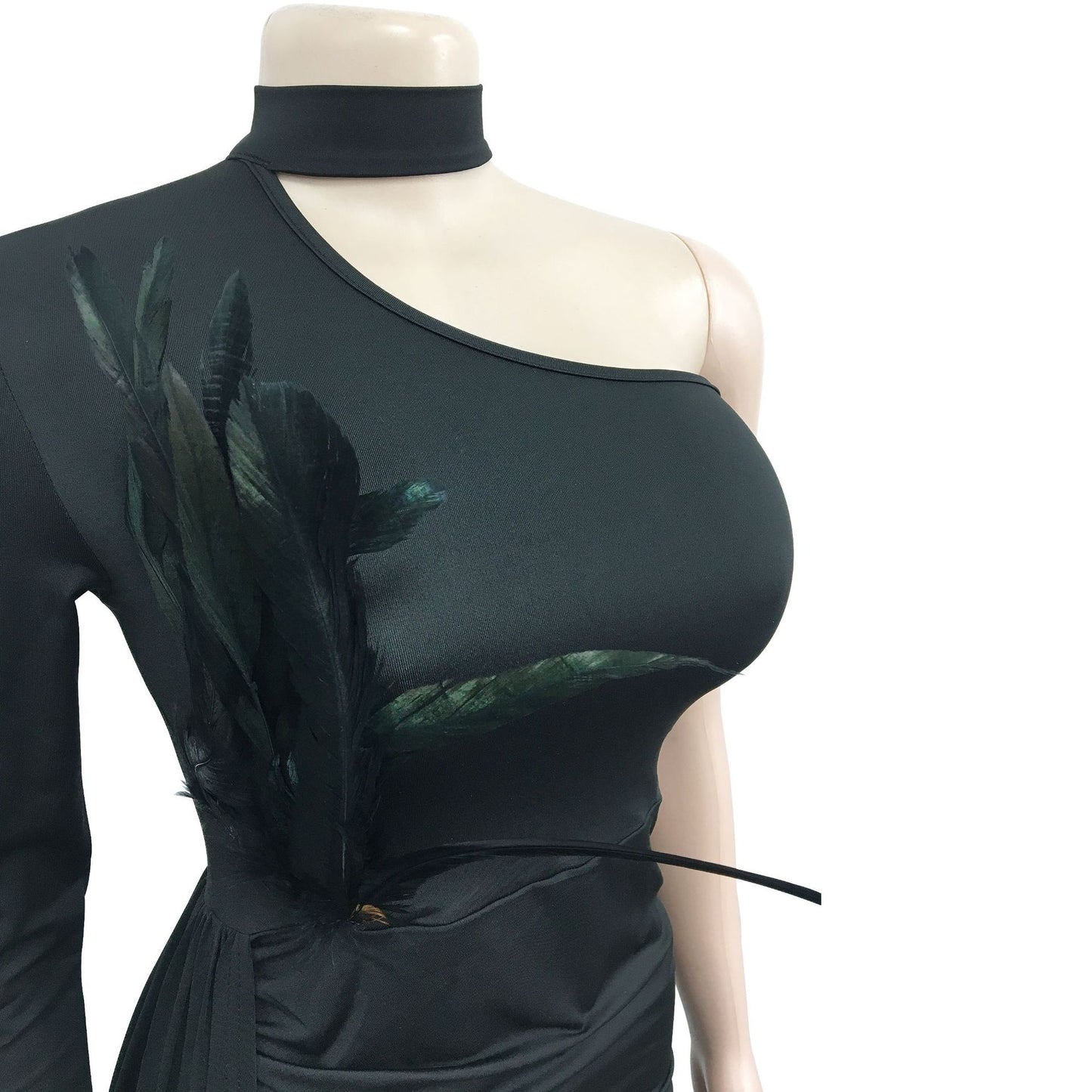 MALYBGG One-Shoulder Long Sleeve Cape Dress 6126LY