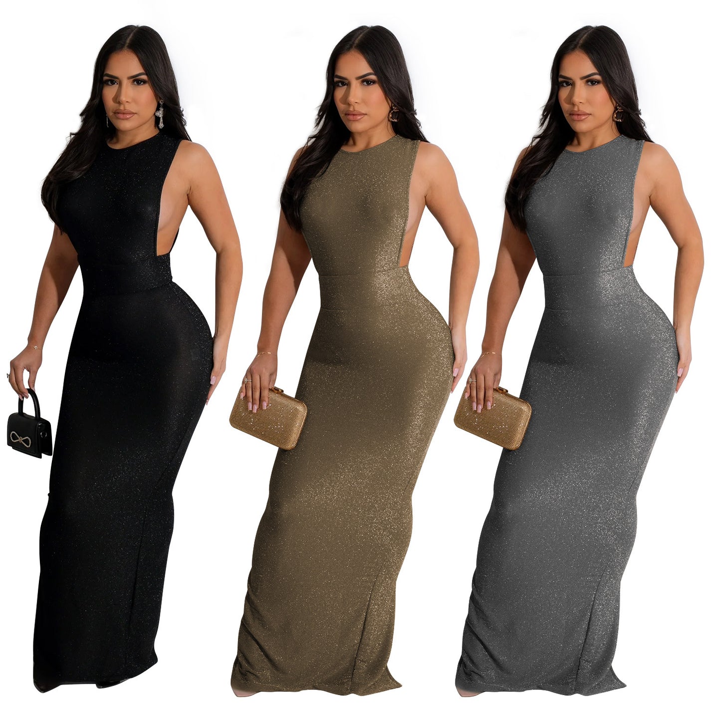 MALYBGG Round Neck Sleeveless High-Slit Maxi Dress 6791LY
