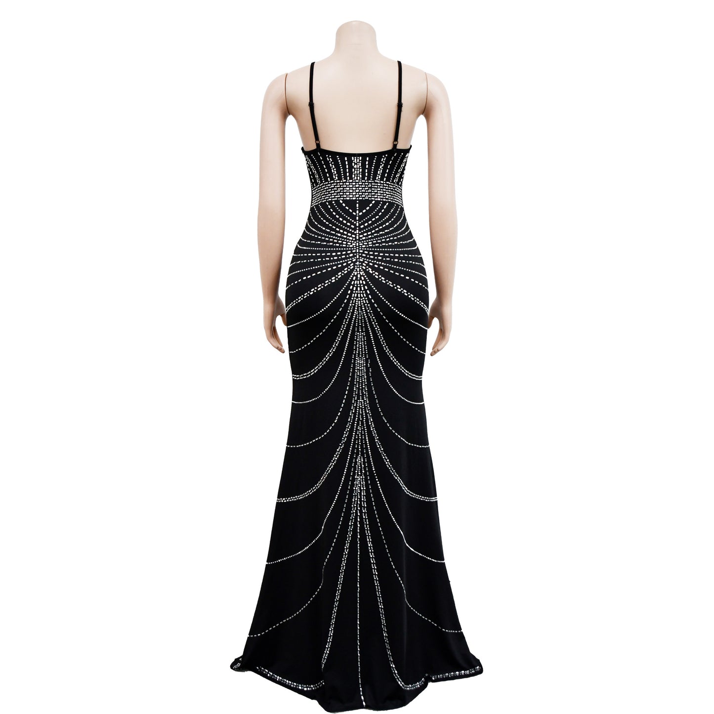 MALYBGG Spaghetti Strap Rhinestone Sleeveless Long Dress 6388LY