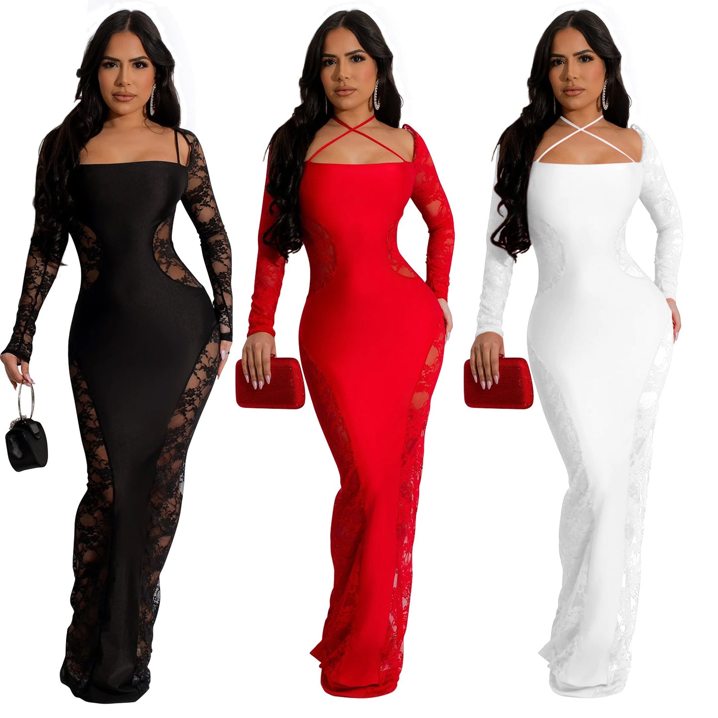 MALYBGG Square Neck Backless Maxi Dress 6865LY