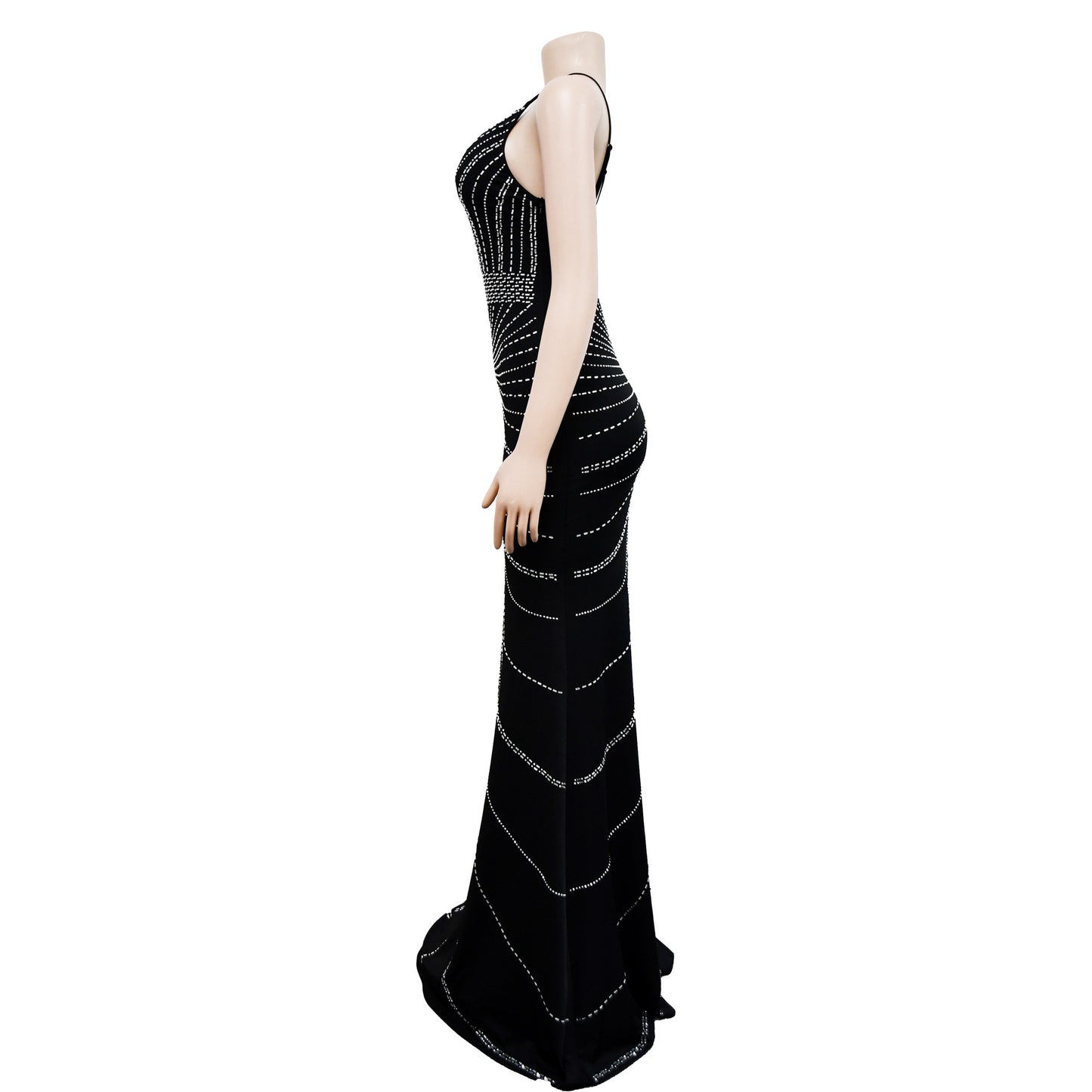 MALYBGG Spaghetti Strap Rhinestone Sleeveless Long Dress 6388LY