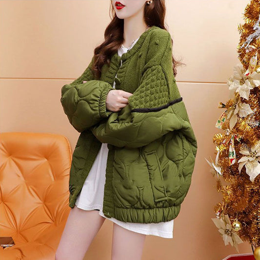 MALYBGG Embrace Fashion in a Thickened Patchwork Knit Sweater Coat 8020LY