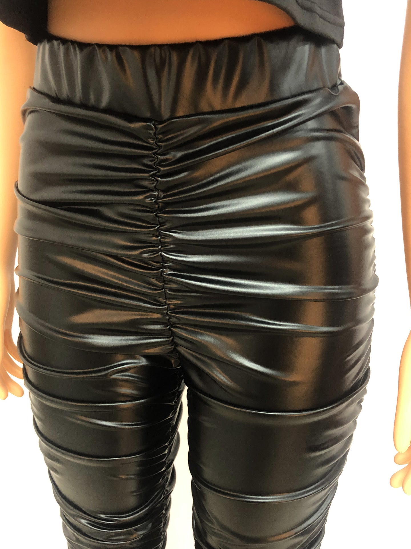 MALYBGG Stylish and Sexy High-Waisted Pleated PU Leather Pants 6125LY