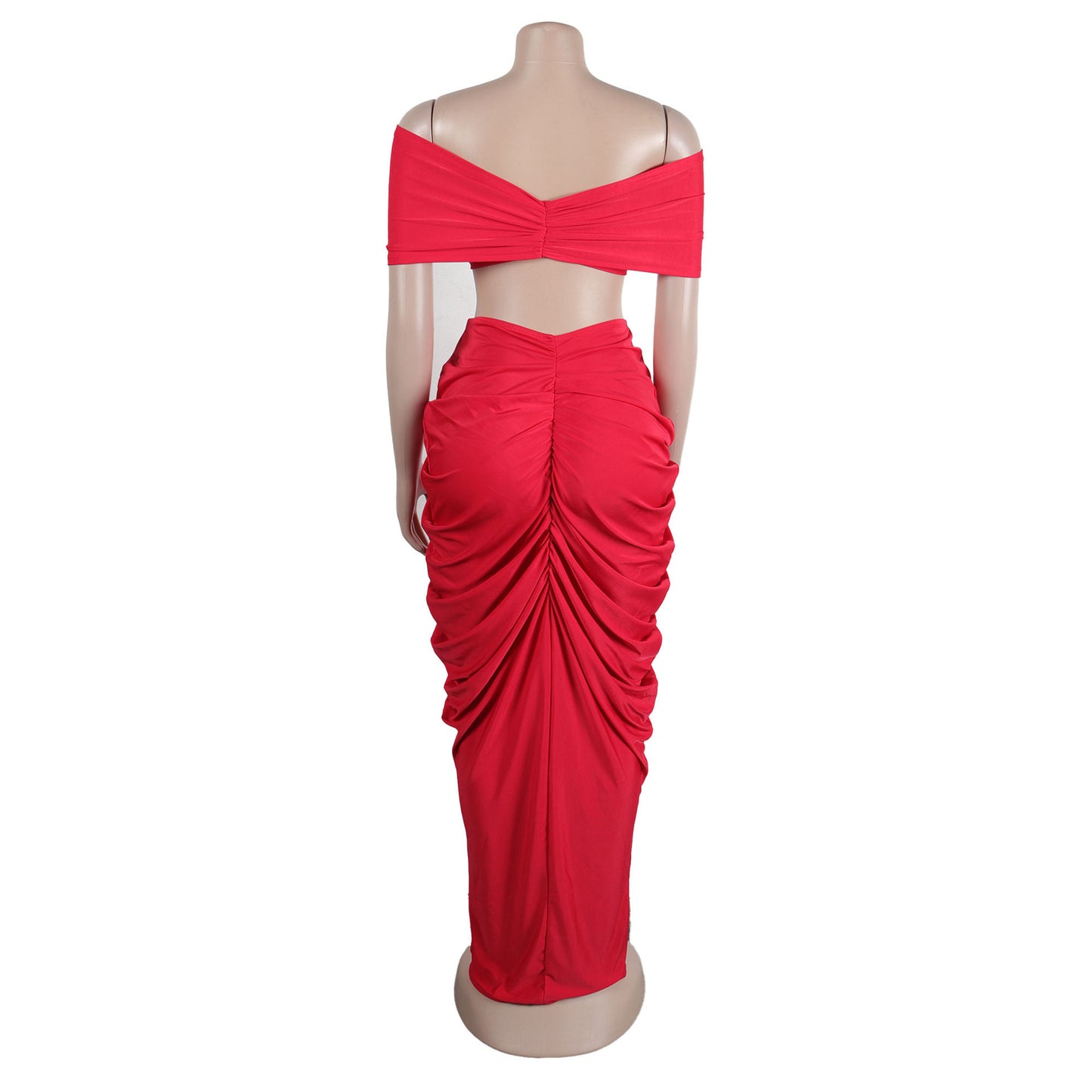 MALYBGG Two-Piece Set of Sleeveless Bandeau Elastic Tight Floor-Length Pleated Skirt 10642LY