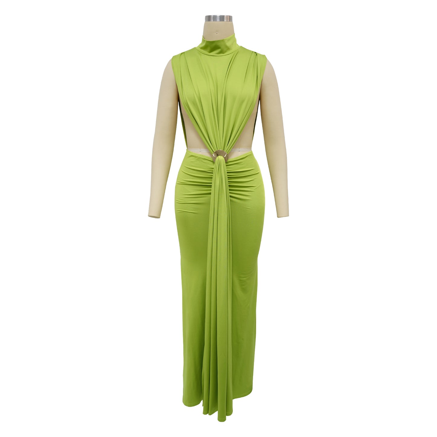 MALYBGG Fashionable Solid Color Sexy Side Slit Sleeveless Evening Dress 10772LY