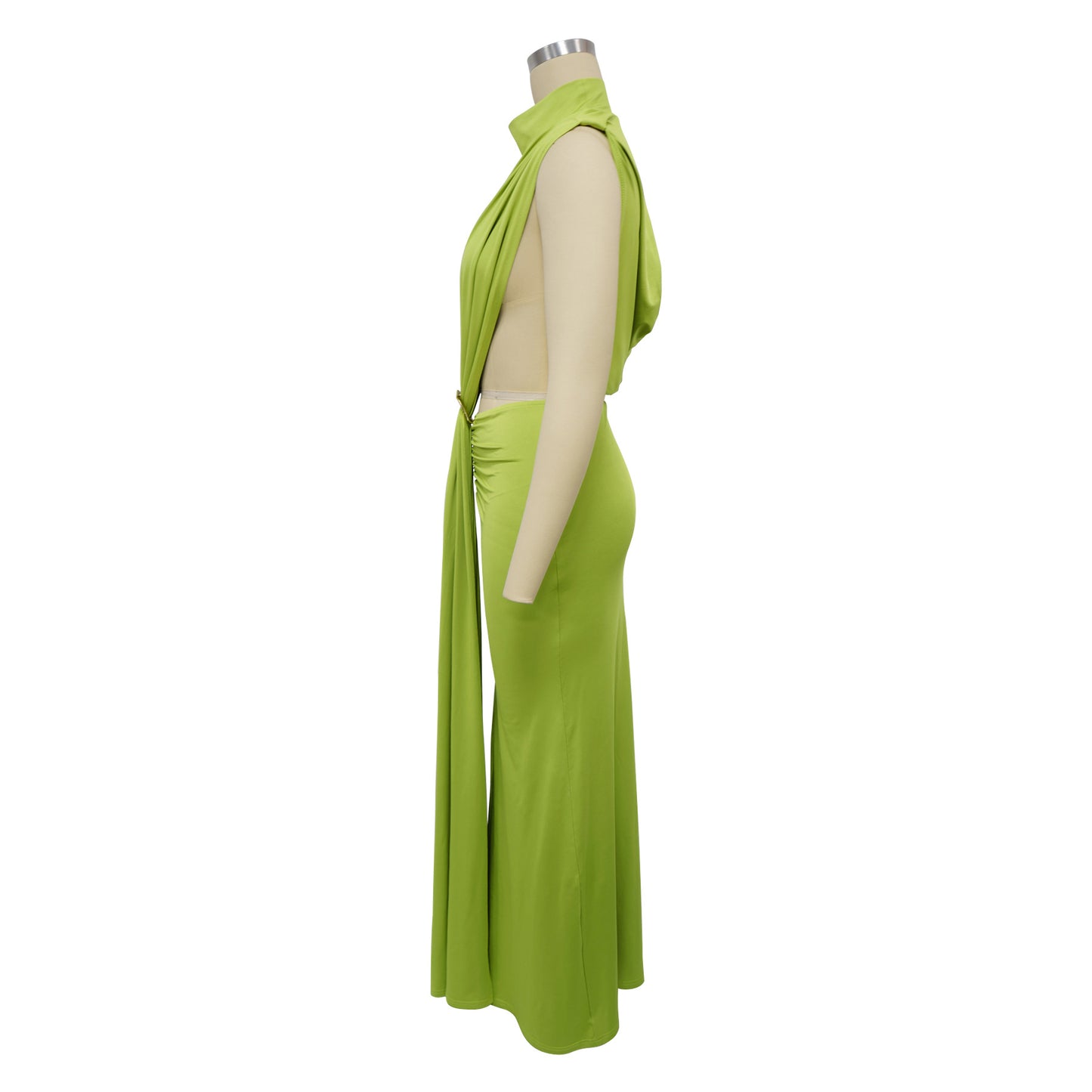 MALYBGG Fashionable Solid Color Sexy Side Slit Sleeveless Evening Dress 10772LY