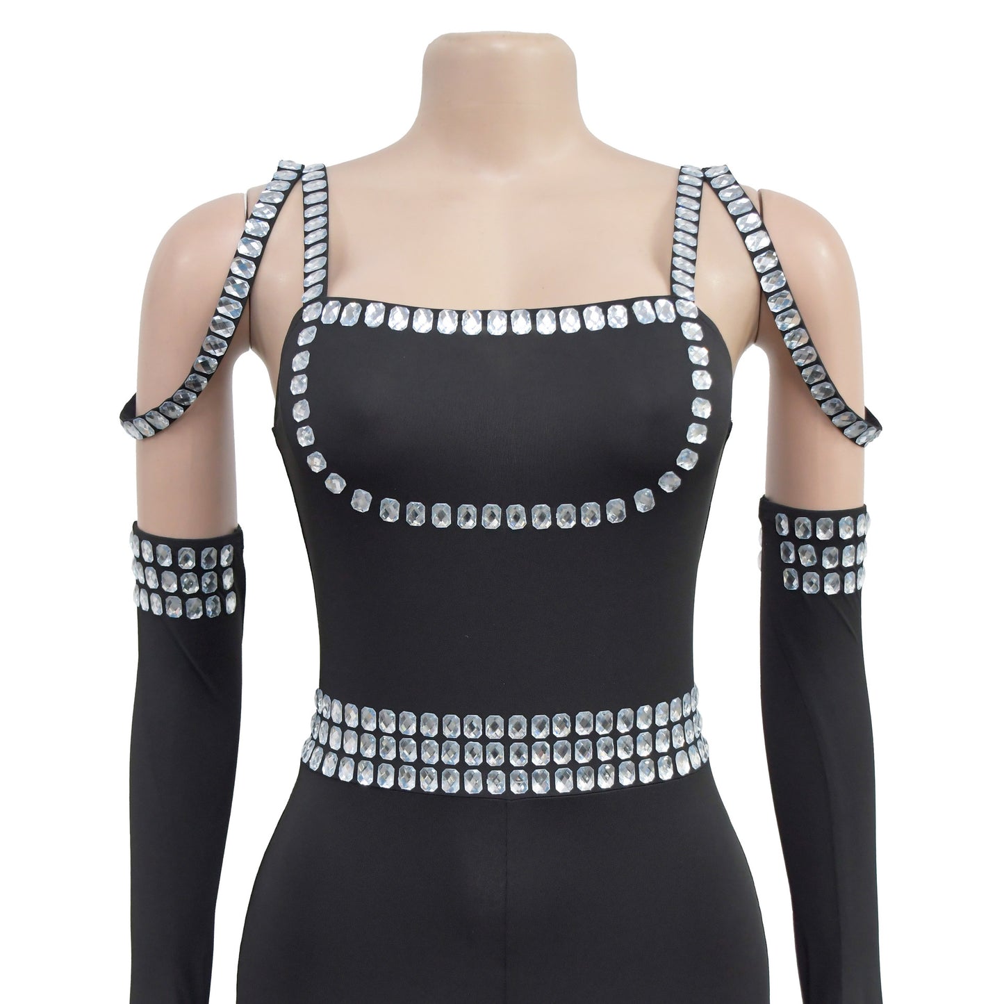 MALYBGG Stylish Rhinestone-Embellished Suspenders 7001LY