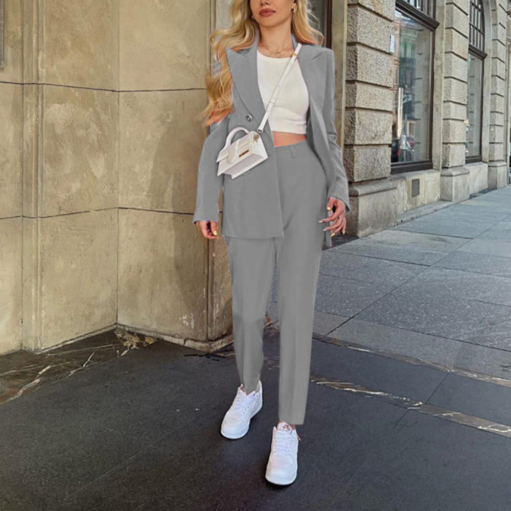 MALYBGG New Spring &amp; Autumn Women's Solid - Color Two - Piece Suit Set: Elegant Blazer with Stylish Casual Trousers ZZ-27721