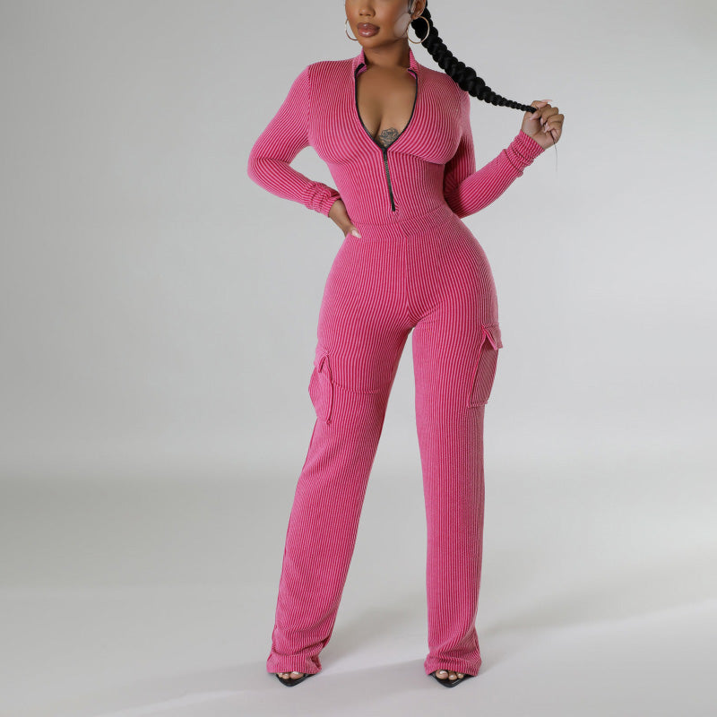 MALYBGG Elastic High - waisted Long - sleeved One - piece Workwear Pants Set ZZ-27810