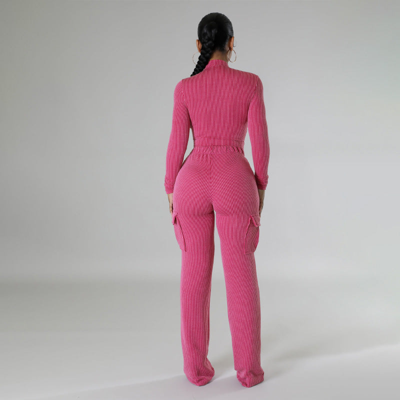 MALYBGG Elastic High - waisted Long - sleeved One - piece Workwear Pants Set ZZ-27810