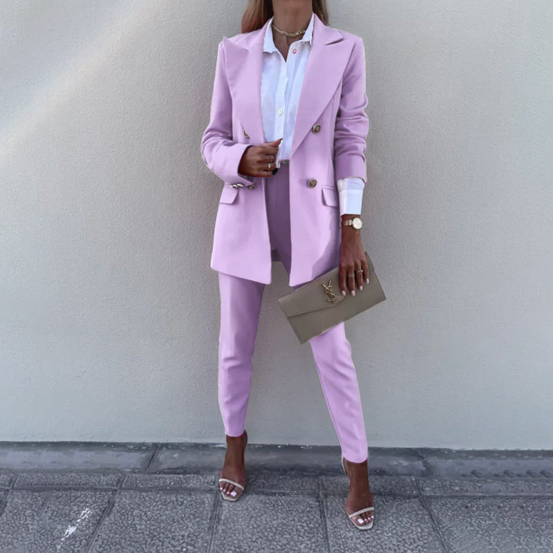 MALYBGG New Spring &amp; Autumn Women's Solid - Color Two - Piece Suit Set: Elegant Blazer with Stylish Casual Trousers ZZ-27721