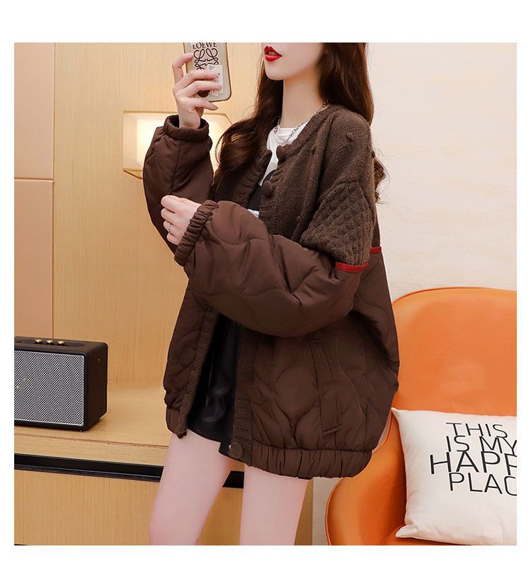 MALYBGG Embrace Fashion in a Thickened Patchwork Knit Sweater Coat 8020LY