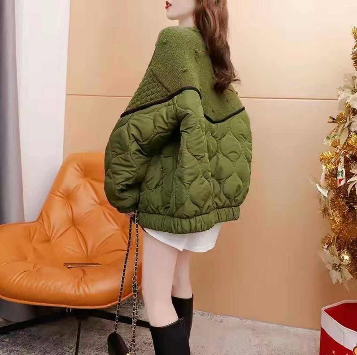 MALYBGG Embrace Fashion in a Thickened Patchwork Knit Sweater Coat 8020LY