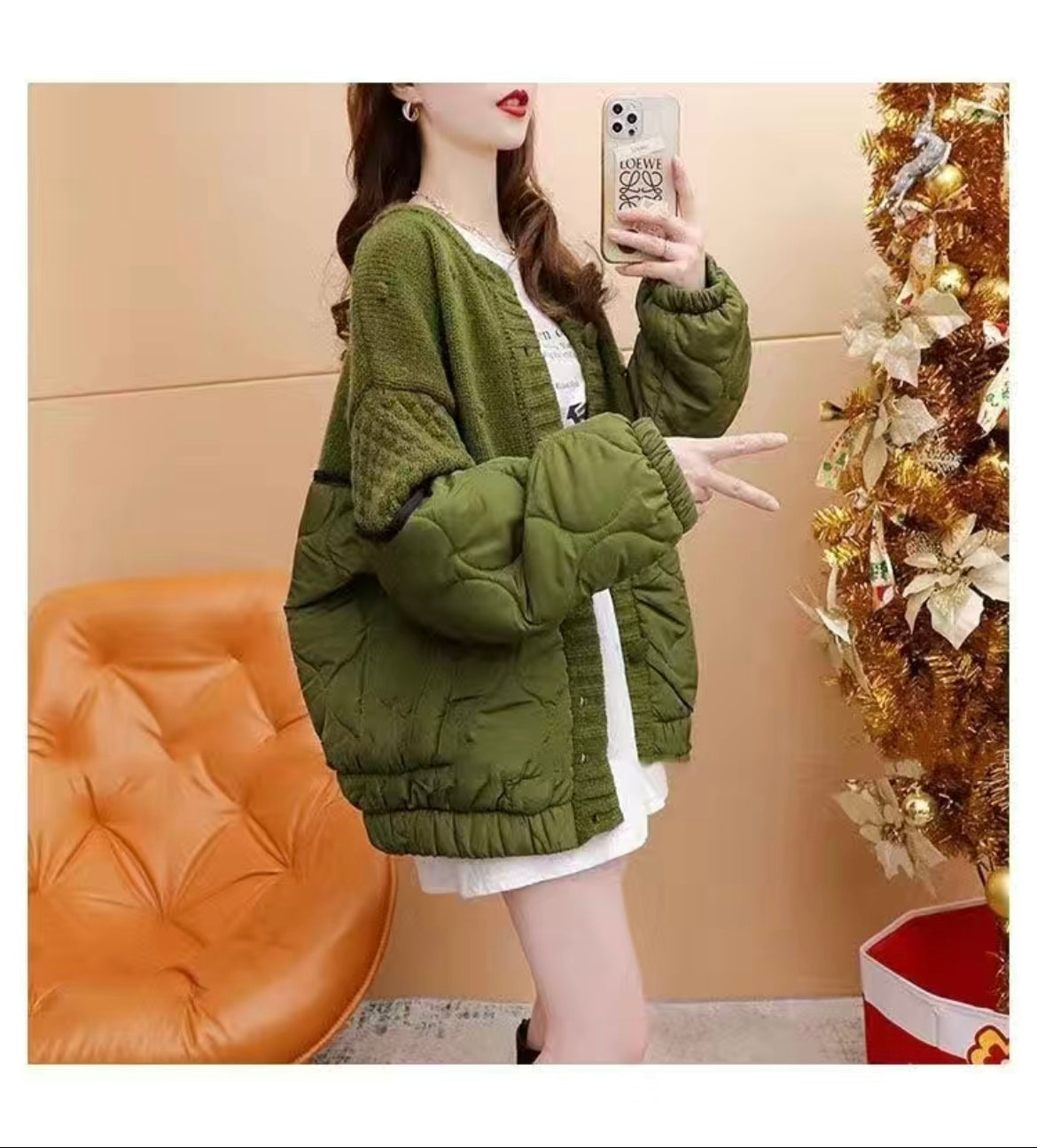 MALYBGG Embrace Fashion in a Thickened Patchwork Knit Sweater Coat 8020LY