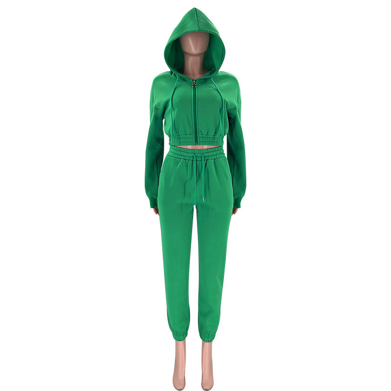 MALYBGG New for Fall Winter! Women's Hooded Zip - Up Waist - Cinching Sportswear Set ZZ-27722