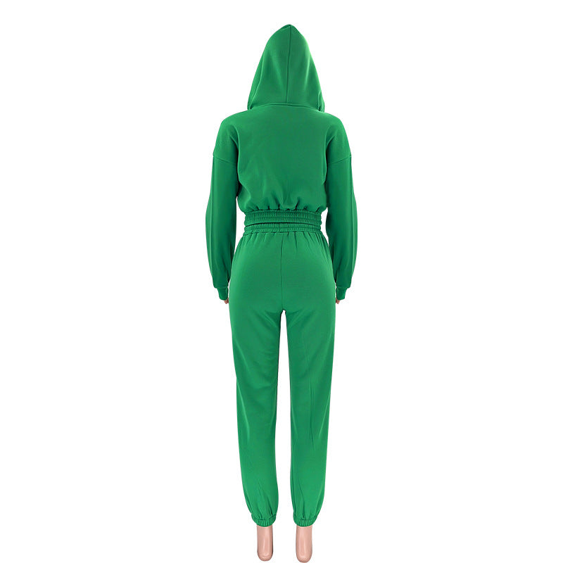 MALYBGG New for Fall Winter! Women's Hooded Zip - Up Waist - Cinching Sportswear Set ZZ-27722