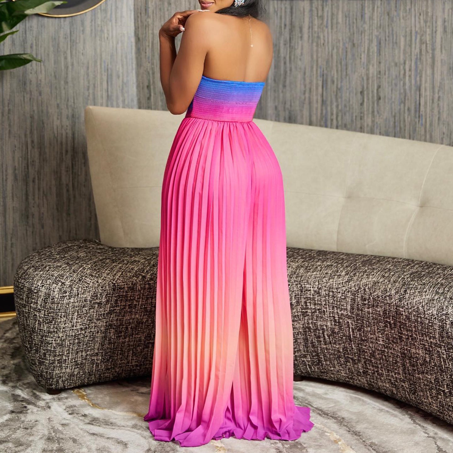 MALYBGG Strapless Backless Jumpsuit with Gradient Colors 3280LY