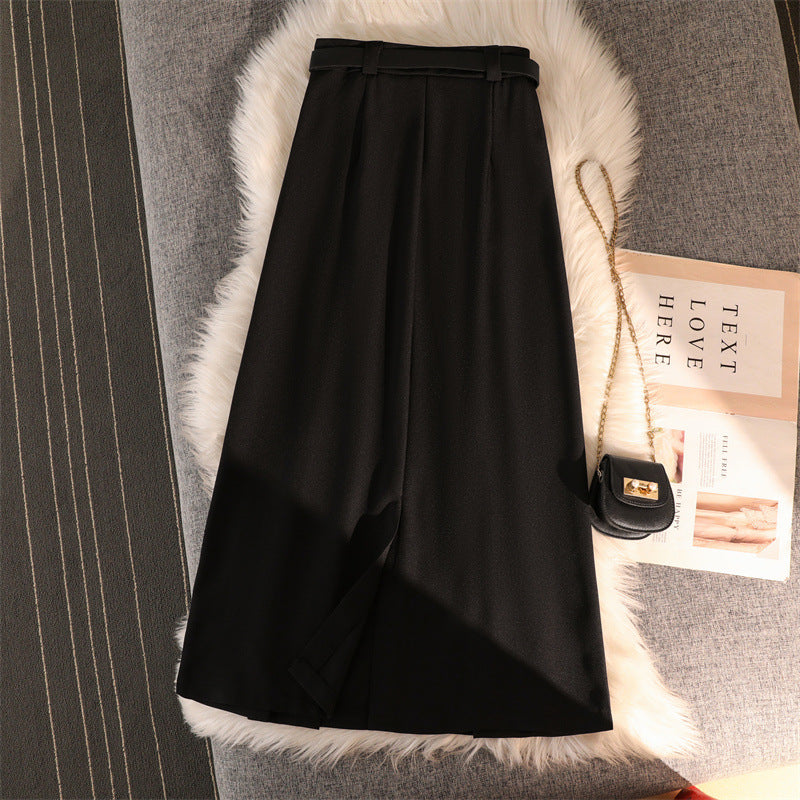 MALYBGG ：High-Waisted Pleated A-Line Midi Skirt 8063LY