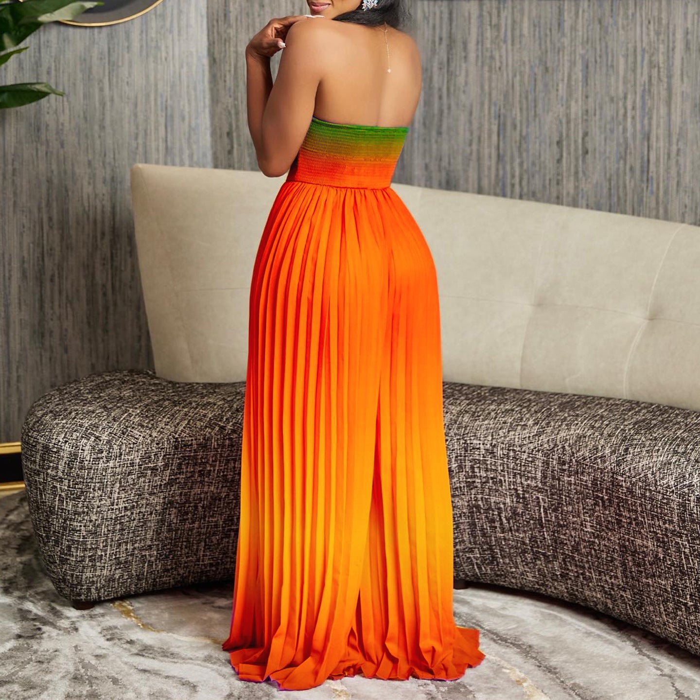 MALYBGG Strapless Backless Jumpsuit with Gradient Colors 3280LY