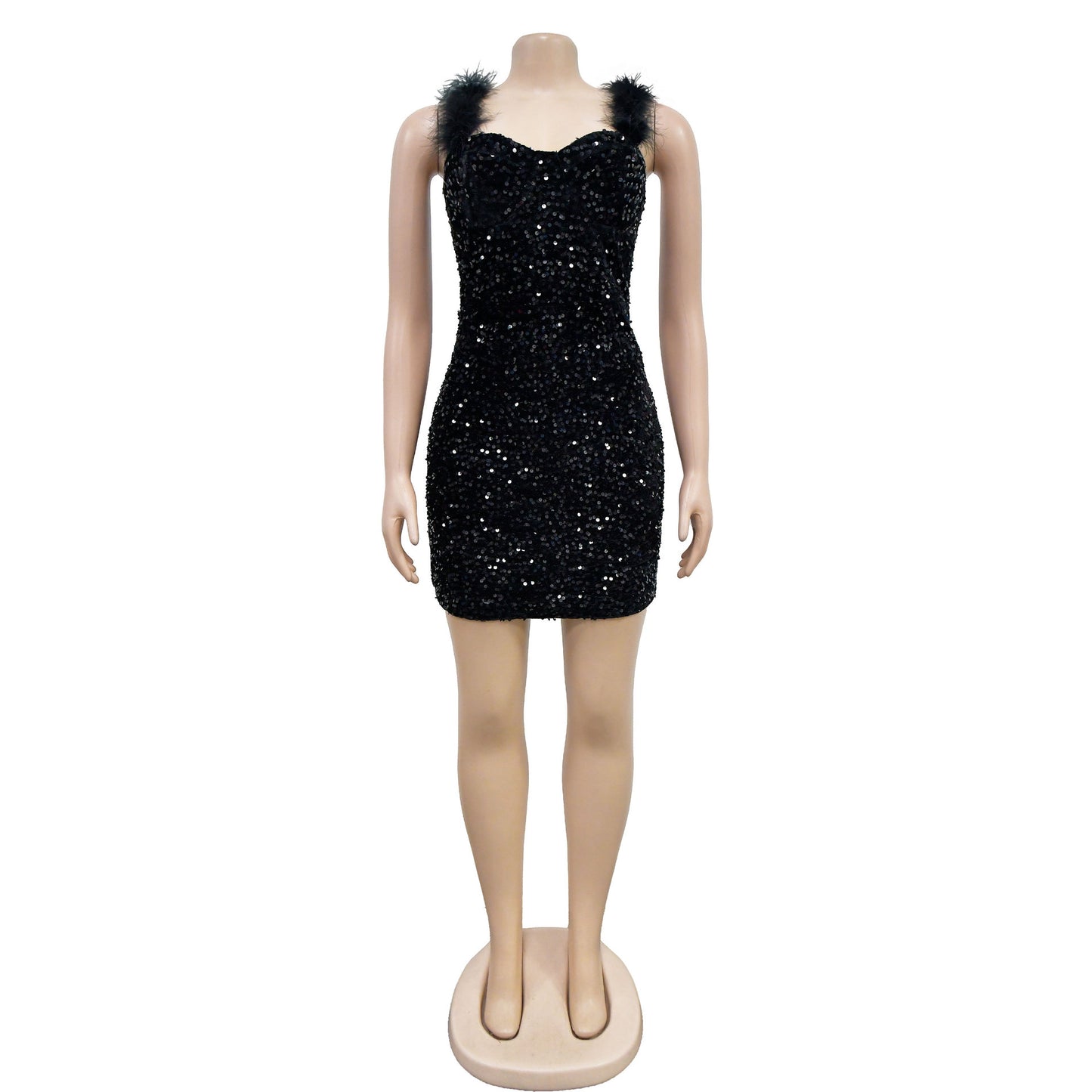 MALYBGG Sequin Embellished Sleeveless Mini Dress 6711LY