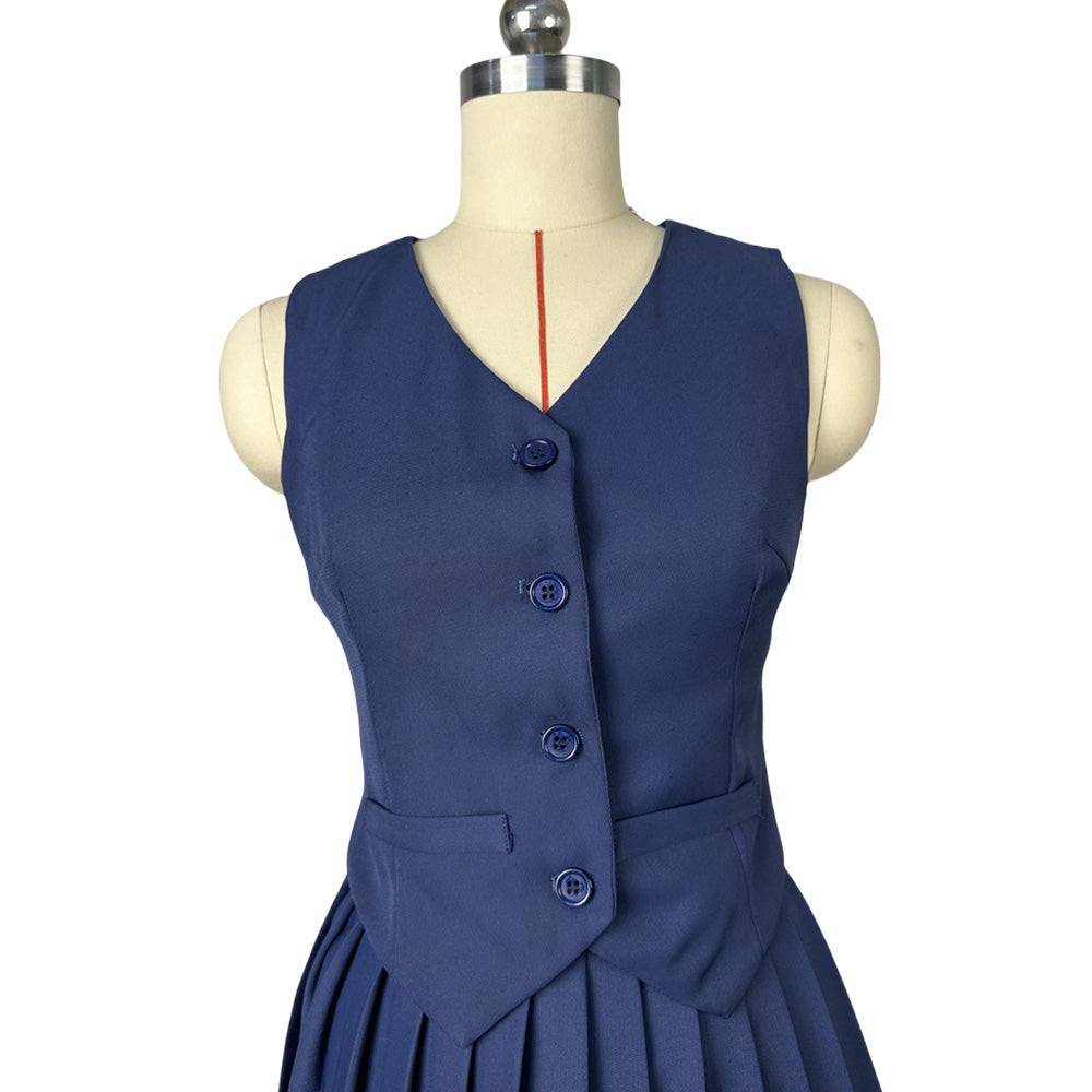 MALYBGG V-Neck Sleeveless Vest Top and Pleated Mini Skirt Sets 7358LY