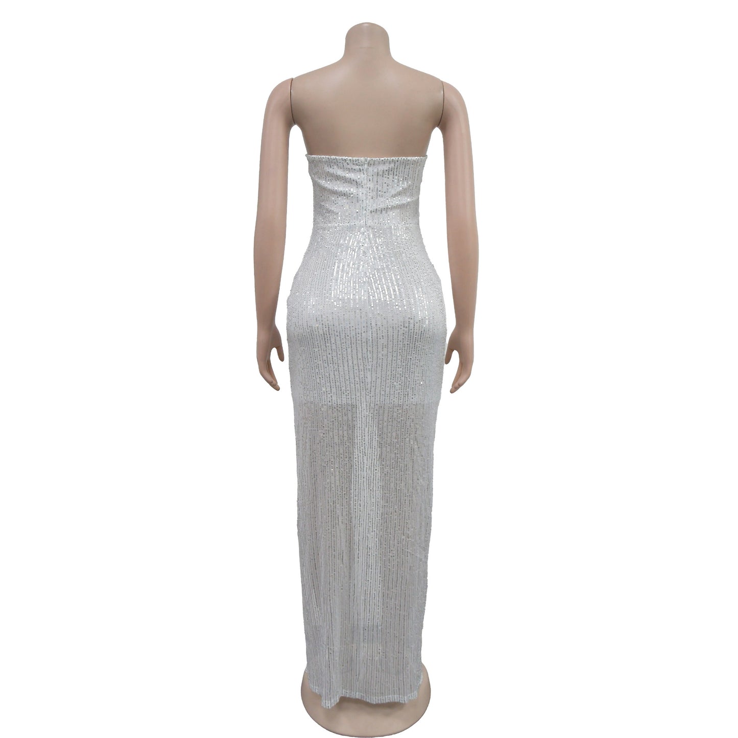 MALYBGG Sequin-Adorned Long Dress with Open Back 6782LY