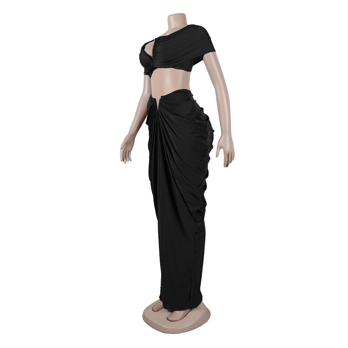 MALYBGG Two-Piece Set of Sleeveless Bandeau Elastic Tight Floor-Length Pleated Skirt 10642LY