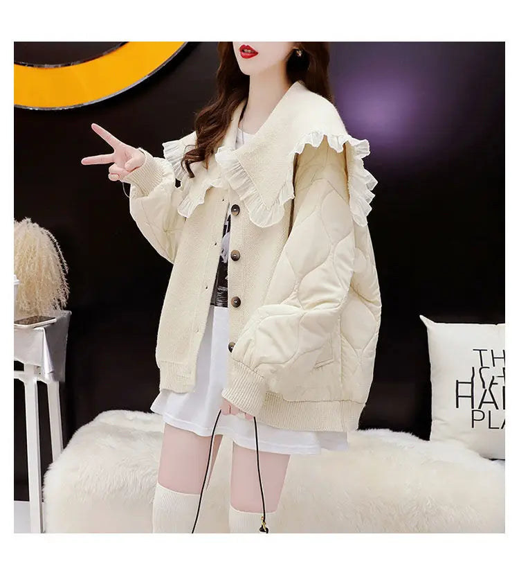 MALYBGG Embrace Warmth in a Thickened Knit Outerwear with a Cute Touch 8023LY