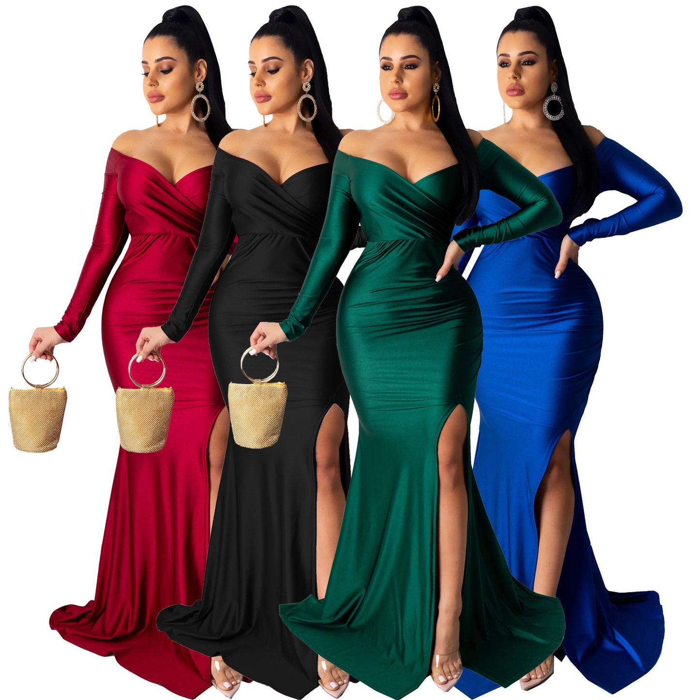 MALYBGG Thigh-high Slit Sensual V-neck Formal Gown 143LY