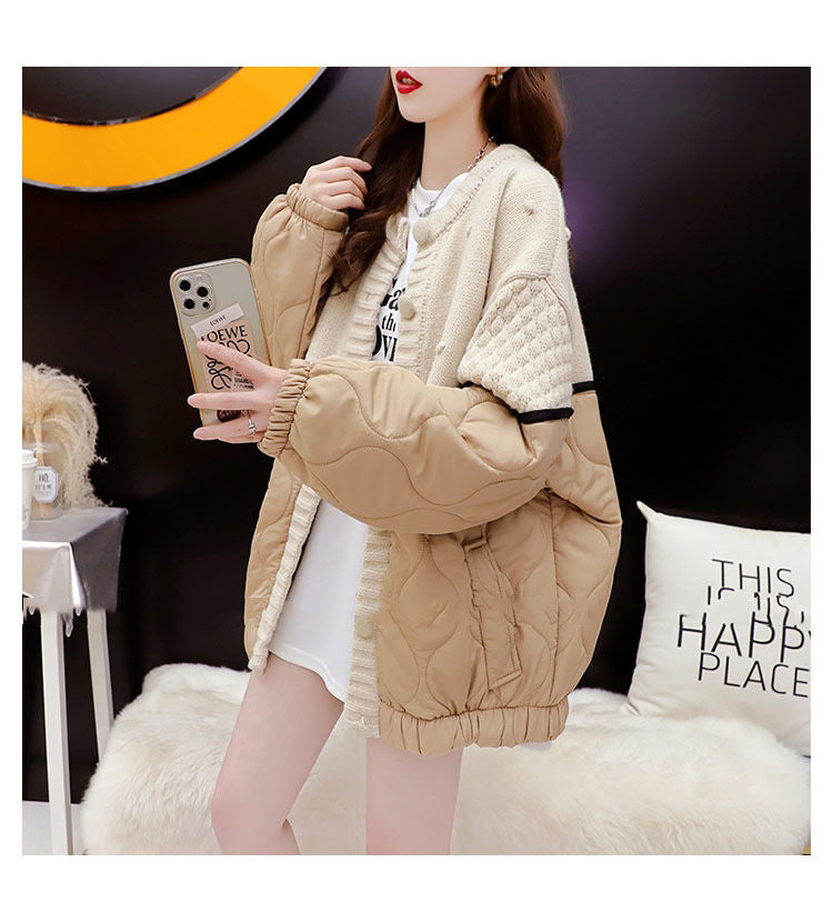 MALYBGG Embrace Fashion in a Thickened Patchwork Knit Sweater Coat 8020LY