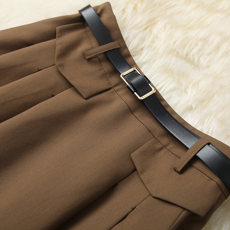 MALYBGG Wide-Collar Shirt High-Waist Pleated Skirt Sets 11764LY